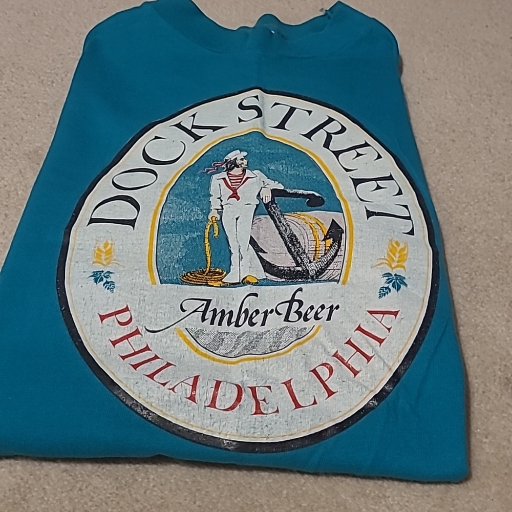 Hanes Beefy Dock Street "Amber Beer" Philadelphia Vintage Size XL Unisex Tee - Picture 8 of 9